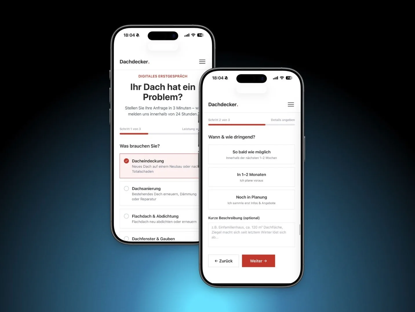Screenshot des Kunden-Funnels (Digitales Erstgespräch) von Pragmify
